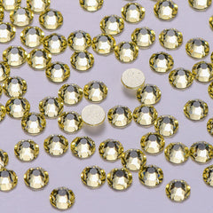 Light Yellow Glass Flat Back Glue-On Rhinestones 16 Cut Facets In Bulk WholesaleRhinestone