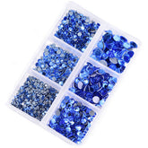 Mixed Sizes 6 Grid Box Light Blue Glass HotFix Rhinestones For Clothing DIY WholesaleRhinestone