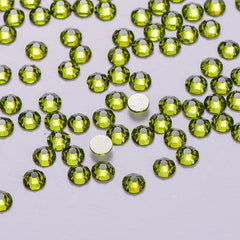 Olive Green Glass Flat Back Glue-On Rhinestones 16 Cut Facets In Bulk WholesaleRhinestone