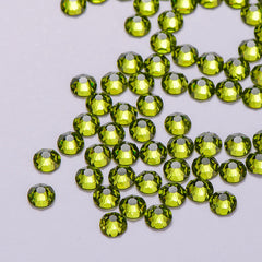 Olive Green Glass Flat Back Glue-On Rhinestones 16 Cut Facets In Bulk WholesaleRhinestone
