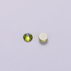 Olive Green Glass Flat Back Glue-On Rhinestones 16 Cut Facets In Bulk WholesaleRhinestone