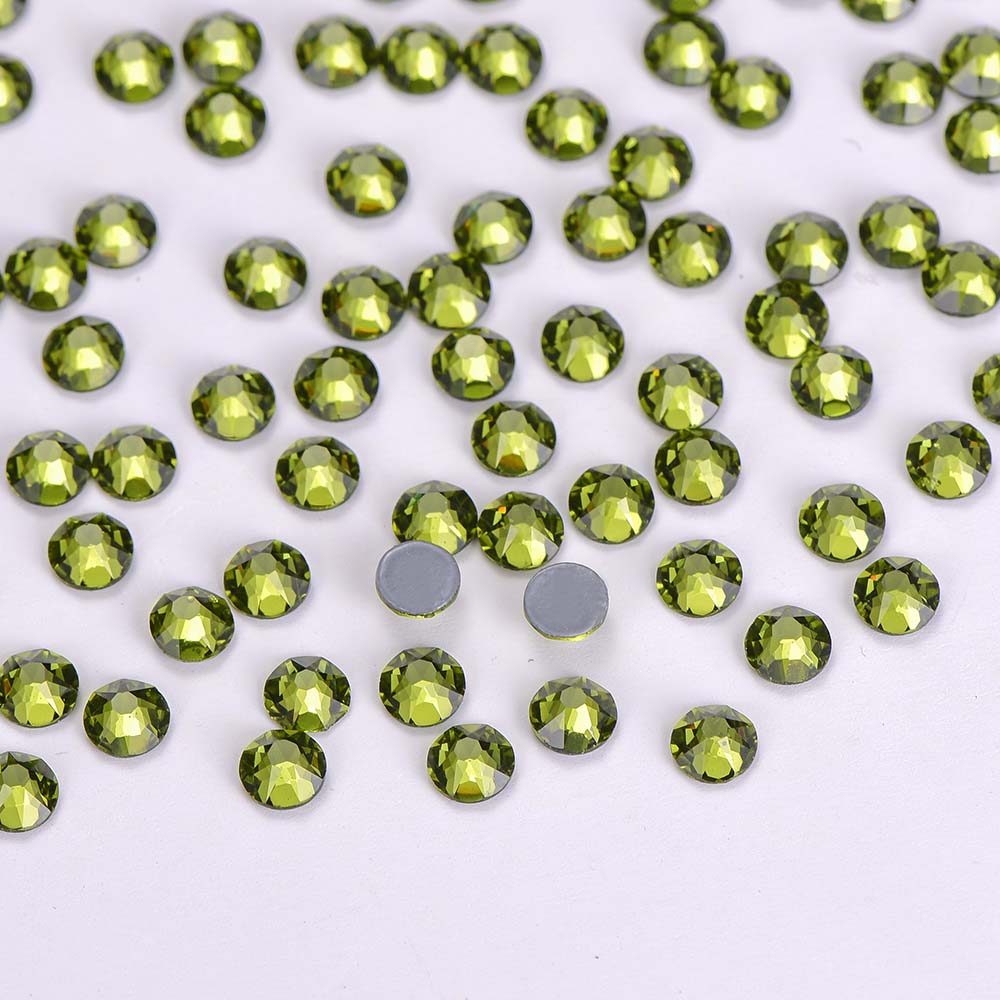 Olive Green Glass HotFix Rhinestones 16 Cut Facets In Bulk WholesaleRhinestone