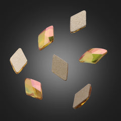 Rhombus Shape Metal Sunlight Glass Flat Back Fancy Rhinestones WholesaleRhinestone
