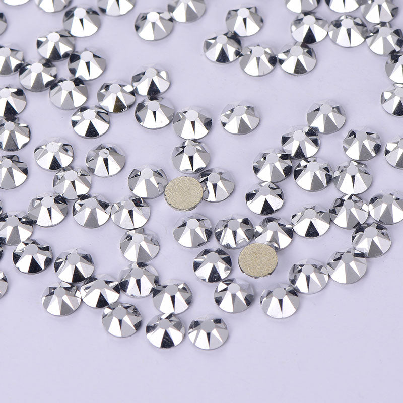 Silver Glass Flat Back Glue-On Rhinestones 16 Cut Facets In Bulk WholesaleRhinestone