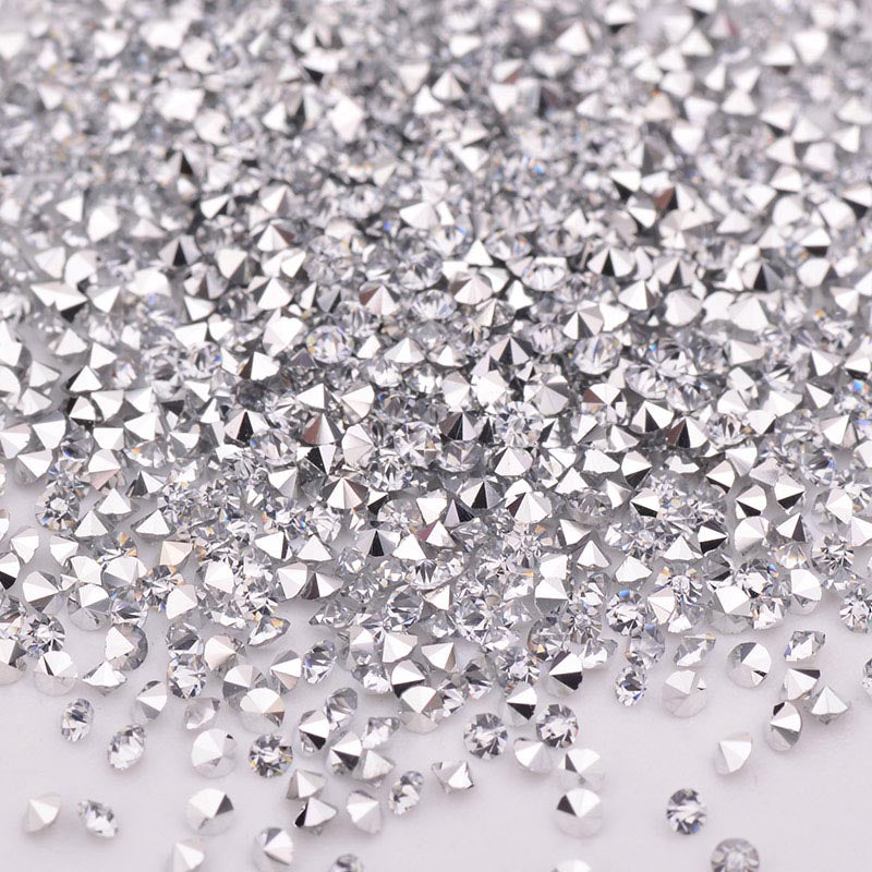 1.2MM Silver Unfoiled Glass Micro Pixie Pointed Rhinestones For Nail Art WholesaleRhinestone