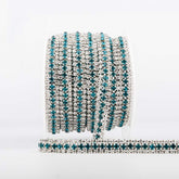 10 Yards Crystal & Indicolite Rhinestones Close Cup Chain - 3 Rows Silver Base WholesaleRhinestone