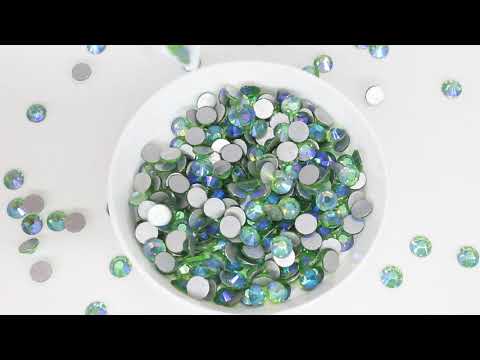 Peridot AB Glass FlatBack Rhinestones Silver Back