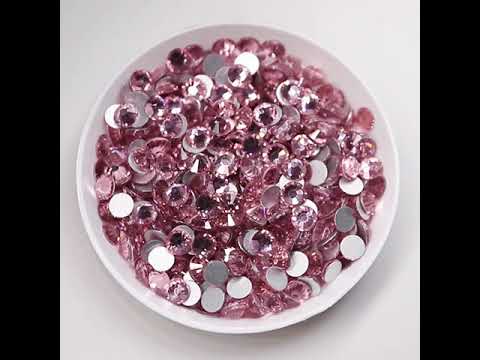 Ljusrosa glas flatback strass i bulk