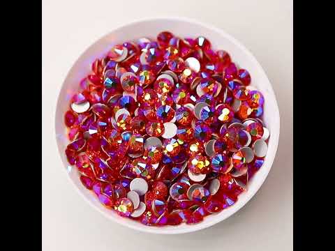 Orange AB Glass FlatBack Rhinestones Silver Back