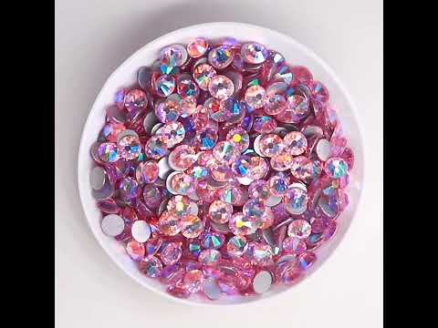 Light Pink AB Glass FlatBack Rhinestones Silver Back