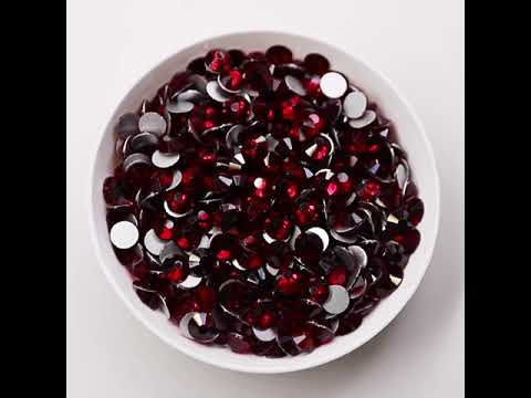 Mørk siam glas fladback rhinestones sølv tilbage