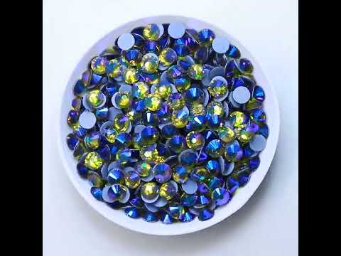 オリーブグリーンABガラスホットフィックスラインストーン