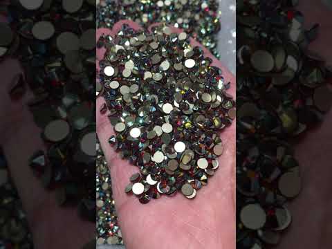 Dark Siam Ab Glass Flat Back Glue-on Rinasons 16 facettes coupées