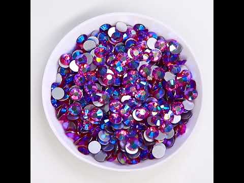 Fuchsia Ab Glass Flatback Sinestones Back d'argento