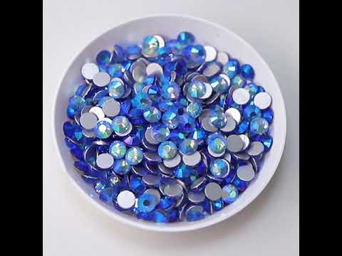 Light Blue AB Glass FlatBack Rhinestones Silver Back