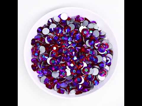 Dark Siam Ab Glass Flatback Sinestones Silver Back