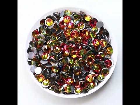 Red Volcano Glass FlatBack Rhinestones Silver Back