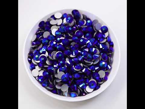 Black AB Glass FlatBack Rhinestones