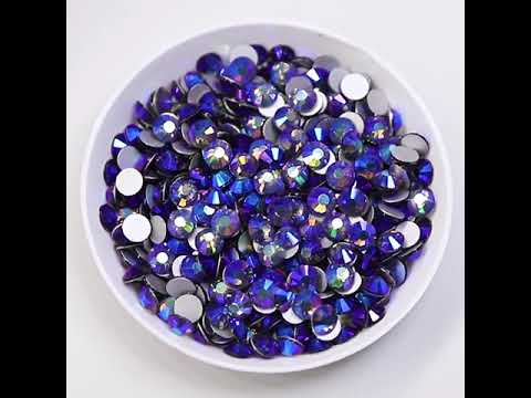 Black Diamond AB Glass FlatBack Rhinestones Silver Back