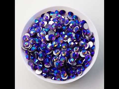 Tanzanite AB Glass Flatback Sinestones Silver Back