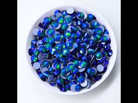 ダークグリーンABガラスホットフィックスラインストーン