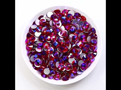 Siam AB Glass FlatBack Rhinestones Silver Back