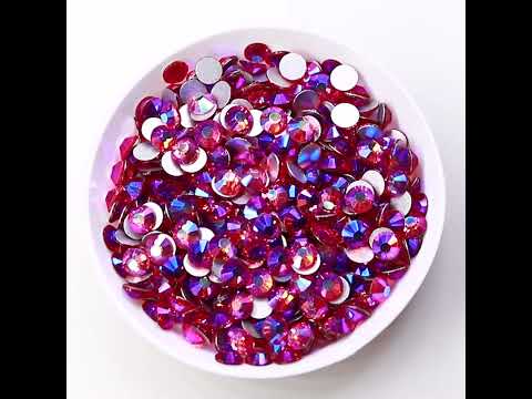 Rose Ab Glass Flatback Sinestones Silver Back