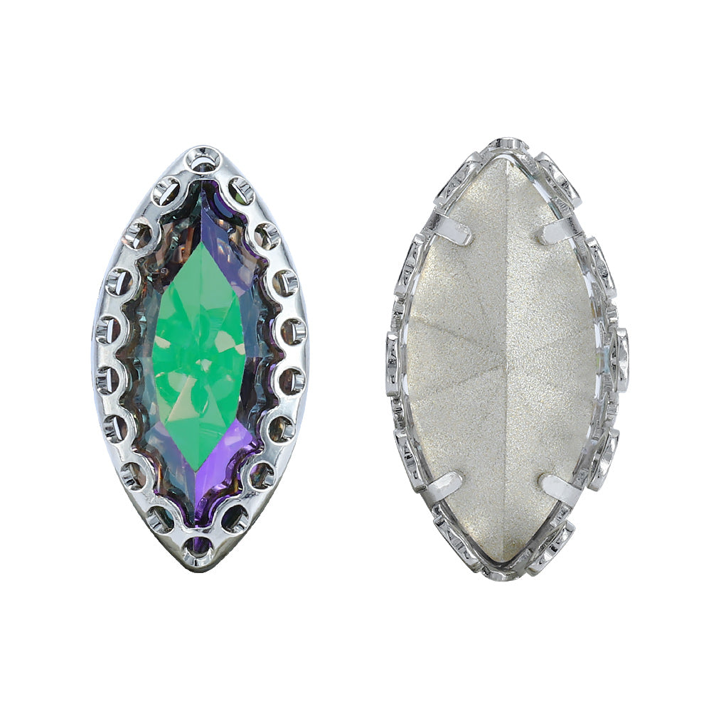 Ghost Light Navette Shape High-Quality Glass Sew-on Nest Hollow Claw Rhinestones WholesaleRhinestone