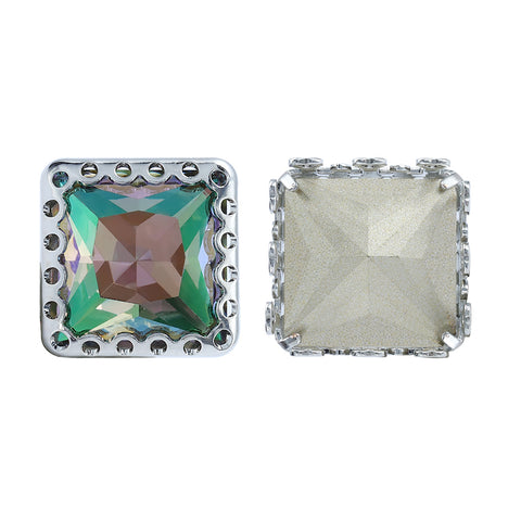 Ghost Light Princess Square Shape High-Quality Glass Sew-on Nest Hollow Claw Rhinestones