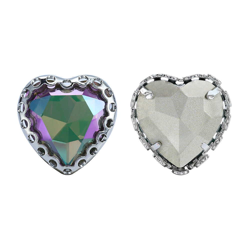 Ghost Light Maxi Heart Shape High-Quality Glass Sew-on Nest Hollow Claw Rhinestones WholesaleRhinestone