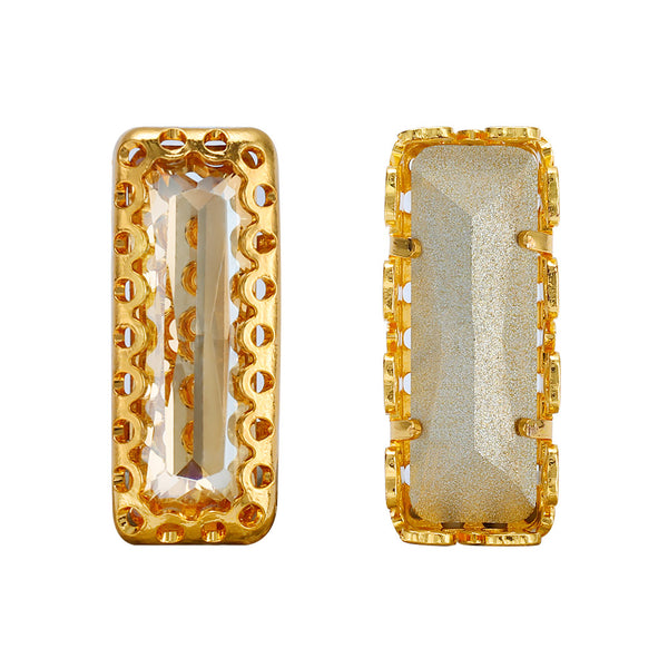 Golden Shadow Princess Baguette Shape High-Quality Glass Sew-on Nest Hollow Claw Rhinestones WholesaleRhinestone