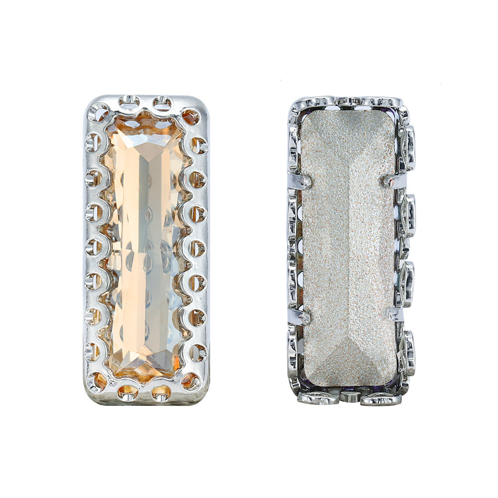 Golden Shadow Princess Baguette Shape High-Quality Glass Sew-on Nest Hollow Claw Rhinestones WholesaleRhinestone