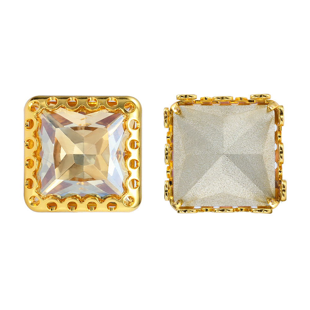 Goldener Schattenprinzessin Quadratform hochwertiges Glas nähte Nest Hohlverweißsteuersteine Zweitbild
