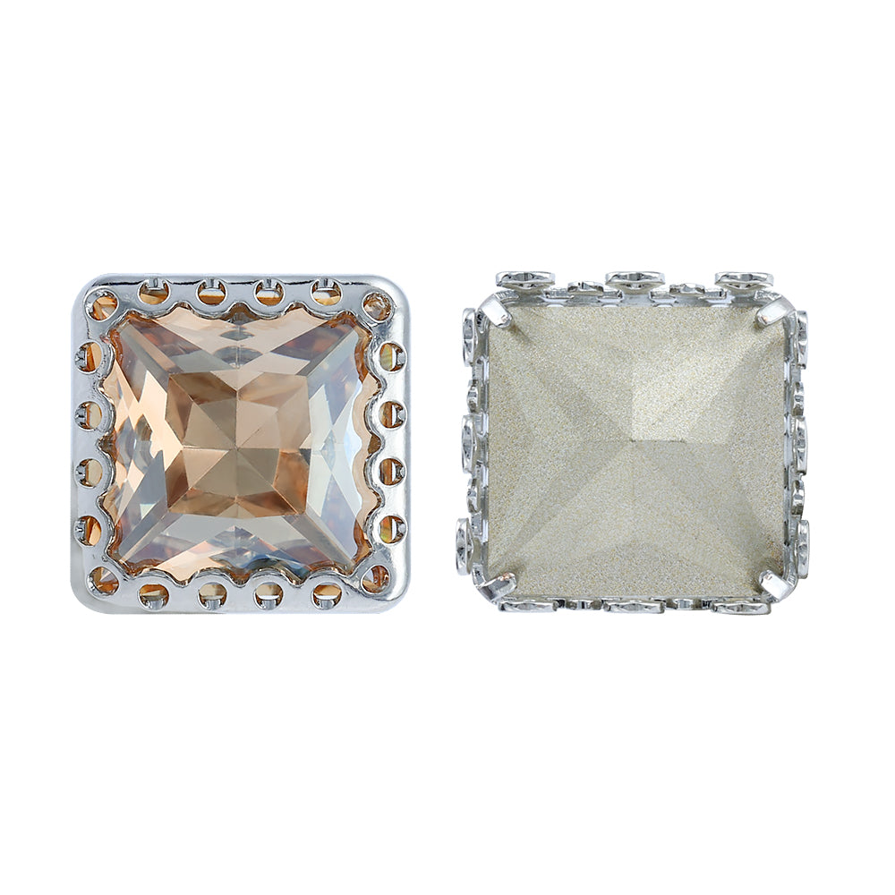 Golden Shadow Princess Square Shape High-Quality Glass Sew-on Nest Hollow Claw Rhinestones WholesaleRhinestone