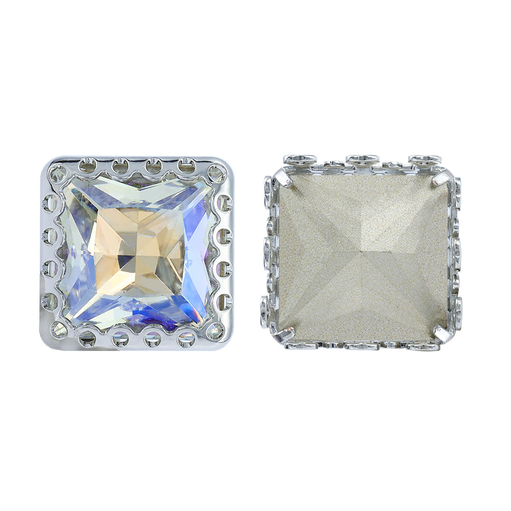 Moonlight Princess Square Shape High-Quality Glass Sew-on Nest Hollow Claw Rhinestones