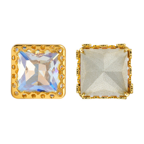 Moonlight Princess Square Shape High-Quality Glass Sew-on Nest Hollow Claw Rhinestones