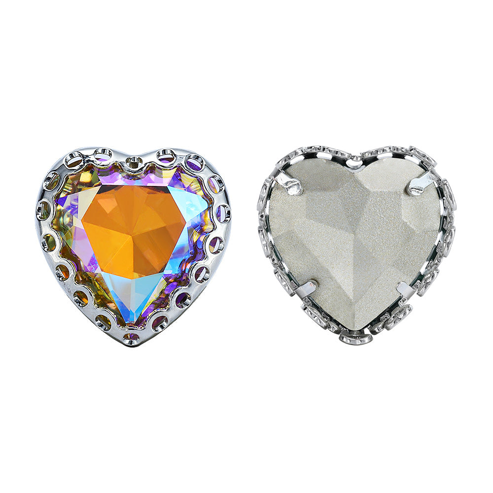 Paradise Shine Maxi Heart Shape High-Quality Glass Sew-on Nest Hollow Claw Rhinestones WholesaleRhinestone