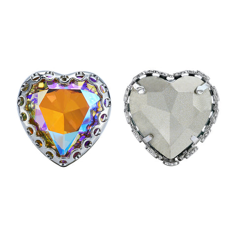 Paradise Shine Maxi Heart Shape High-Quality Glass Sew-on Nest Hollow Claw Rhinestones