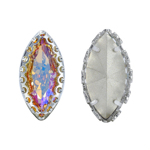 Paradise Shine Navette Shape High-Quality Glass Sew-on Nest Hollow Claw Rhinestones