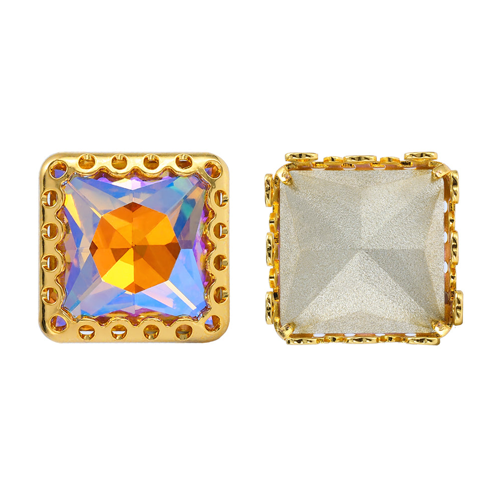 Paradise Shine Princess Square Square Glass Sew-On Nest Hollow Rhinestones Imagen secundaria del producto