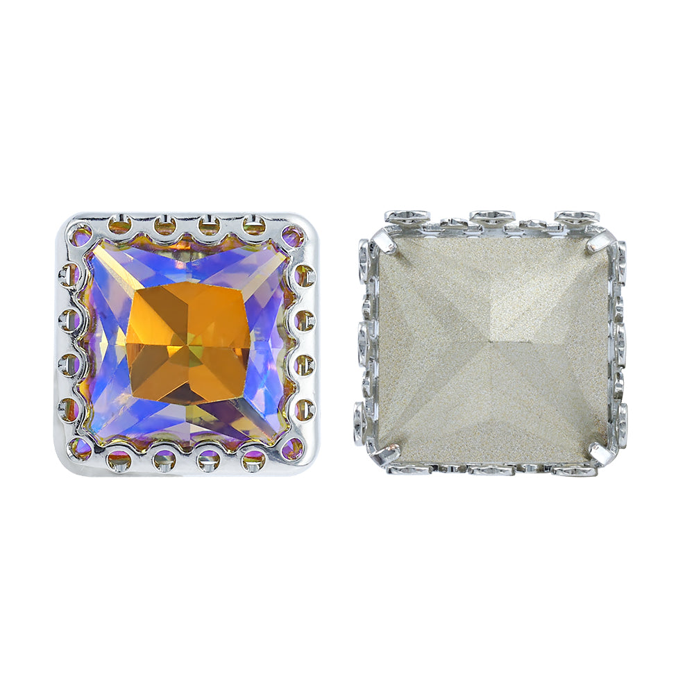 Paradijs Shine Princess Square vorm hoogwaardige glas naa-op nest holle klauw strass