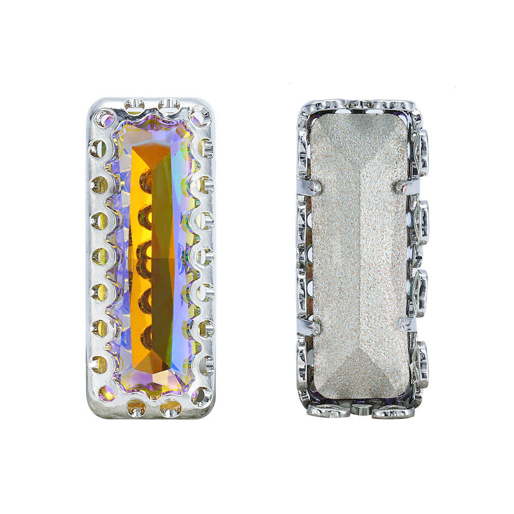 Paradise Shine Princess Baguette Shape High-Quality Glass Sew-on Nest Hollow Claw Rhinestones