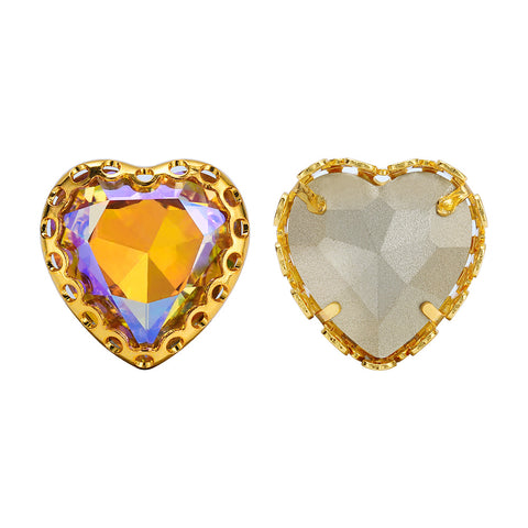 Paradise Shine Maxi Heart Shape High-Quality Glass Sew-on Nest Hollow Claw Rhinestones
