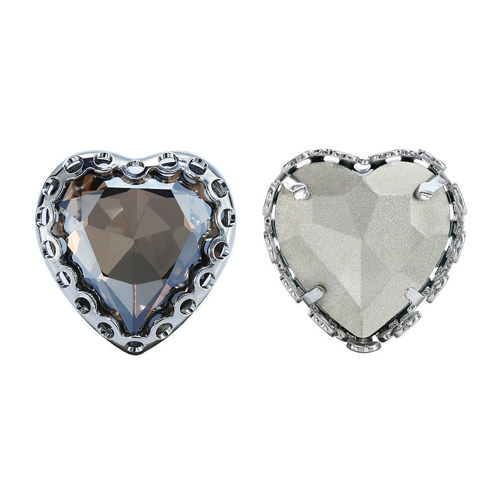 Satin Maxi Heart Shape High-Quality Glass Sew-on Nest Hollow Claw Rhinestones WholesaleRhinestone