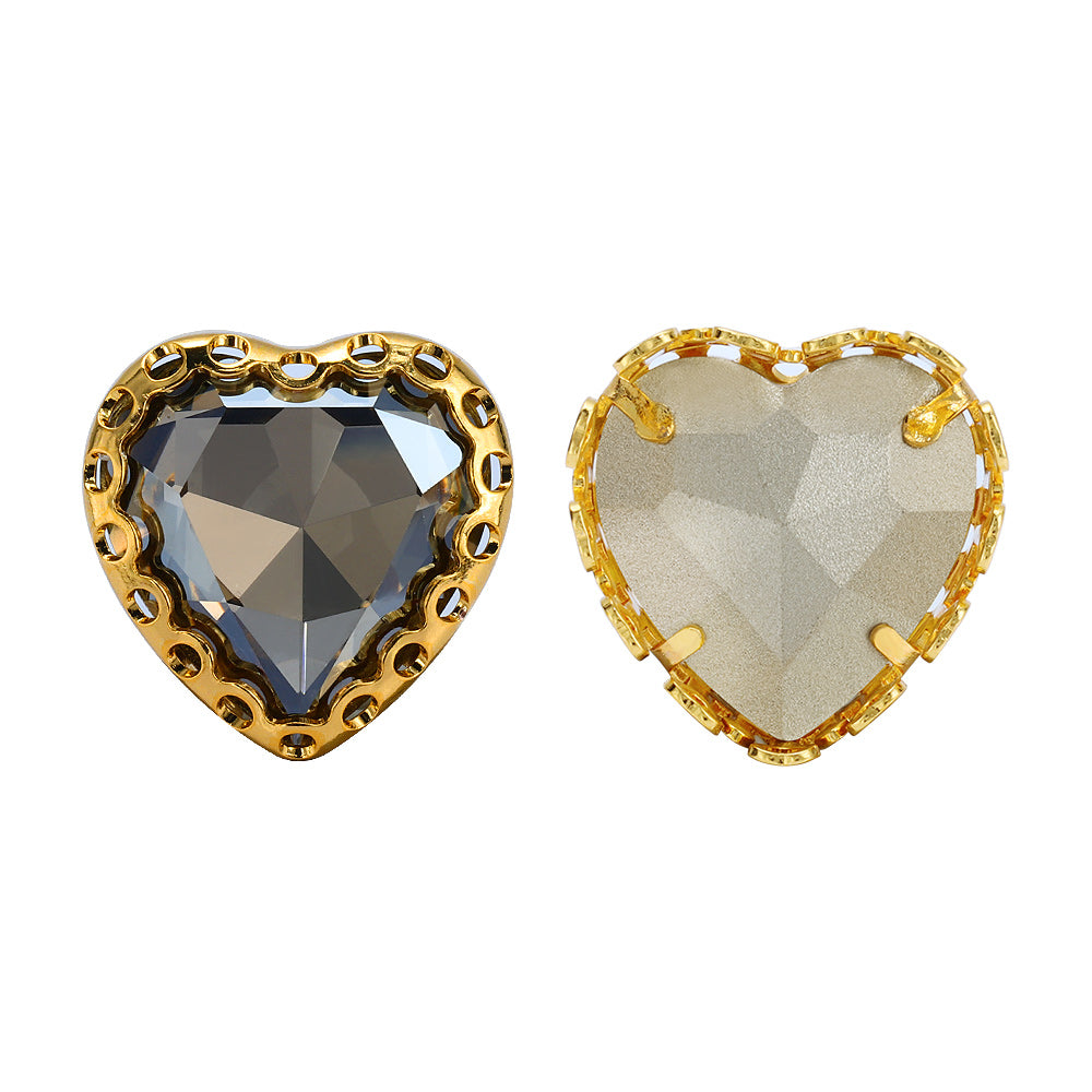 Satin Maxi Heart Shape High-Quality Glass Sew-on Nest Hollow Claw Rhinestones