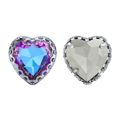Vitrail Light Maxi Heart Shape High-Quality Glass Sew-on Nest Hollow Claw Rhinestones