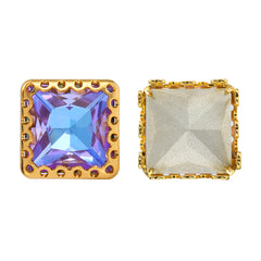 Vitrail Light Princess Square Shape高品質のガラス縫製巣の中空の爪Rhinestones