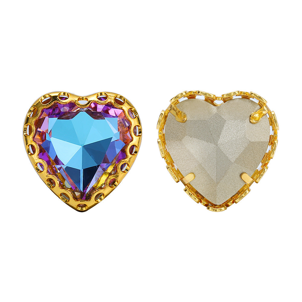 Vitrail Light Maxi Heart Shape High-Quality Glass Sew-on Nest Hollow Claw Rhinestones Secondary image