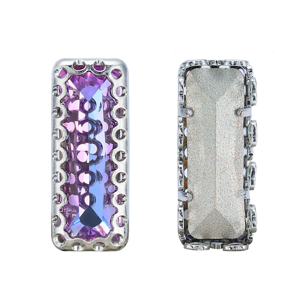 Vitrail Light Princess Baguette Shape High-Quality Glass Sew-on Nest Hollow Claw Rhinestones