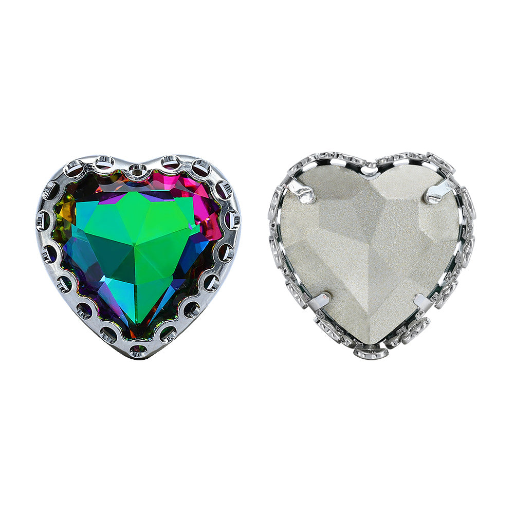 Volcano Maxi Heart Shape High-Quality Glass Sew-on Nest Hollow Claw Rhinestones WholesaleRhinestone